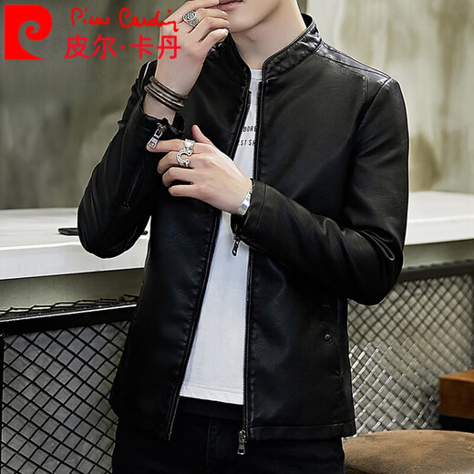 皮尔卡丹（pierre cardin）真皮皮衣男外套机车海宁头层牛皮春秋休闲2023新款立领夹克外套 679黑色 款 常规 L
