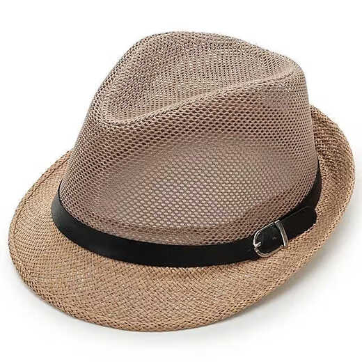 
Mozilan Spring and Summer Outdoor Casual Hat Men Men's Breathable Straw Jazz Hat Straw Hat Breathable Mesh Top Hat Coffee One Size 57-58cm