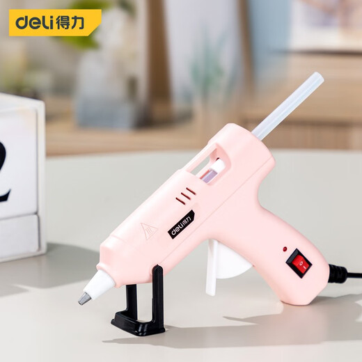 Deli hot melt glue gun children's home handmade glue gun 7-11mm hot melt stick glue strip hot melt glue stick princess powder 20w+10 glue sticks DL390020