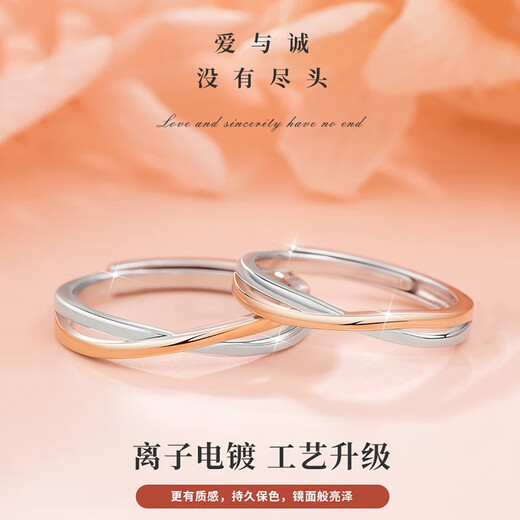 MZMZ Möbius Couple Ring PT950 Platinum Adjustable Wedding Ring, Chinese Valentine's Day Gift for Girlfriend and Wife, Light Luxury Style - Red Line Möbius Ring