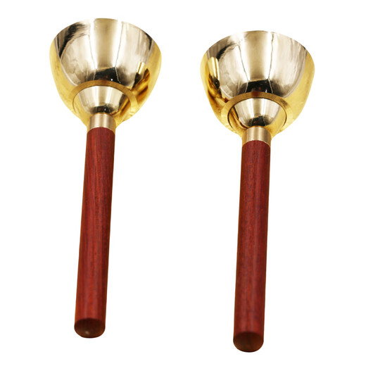Jingyun Pure Copper Bell Musical Instrument Large-sized Bell Music Teaching Aids Professional Percussion Instrument Bronze Bands Solid Wood Handle Bell Bell Diameter 4.8cm High 4.8cm Bell with red rope
