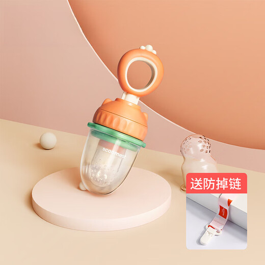 Bayou Kang baby juice fruit and vegetable bite bag Le baby fruit food supplement silicone teether artifact Danny Orange + anti-chain + bite bag S + bite bag M (points