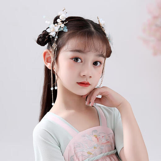 Chinese style Hanfu headwear children's ancient style hairpins and hair accessories ancient princess accessories girls' ancient tassel hairpins dragonfly golden pair clips