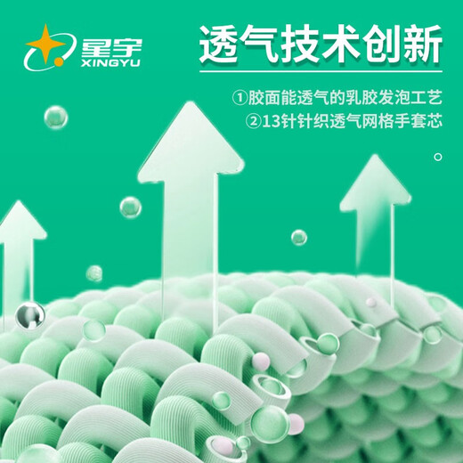 星宇 浸胶劳保手套 乳胶发泡半挂耐用防滑柔软舒适透气 工业工地工作木工汽修建筑防护手套 12付 【进口胶】 FJ309 M码