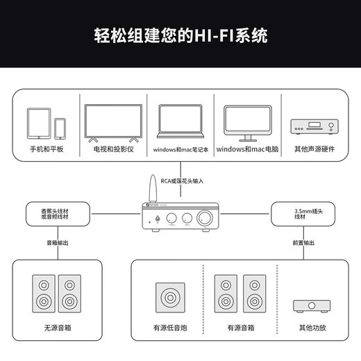 FOSI AUDIO BT20APRO digital power amplifier high power amplifier mini Bluetooth HIFI small home fever high quality heavy bass sky blue 48V/5A power adapter