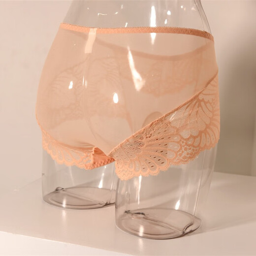 Bas de sous-vêtements masculins basses sous-vêtements en dentelle sexy Mesh élastique ultra-mince respirant d'été complexe complet transparent grand taille (couleur de peau) (xl) recommandé 100-130jin [Jin est égal à 0,5 kg] (ouverture)