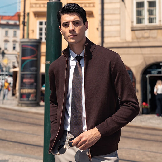 Mr. Bubasulan Wolle Reißverschluss Stand-up-Halsband Frühlings-Strickjacke Pullover Herrenpullover BT12128 Zigarette 2xl (185)