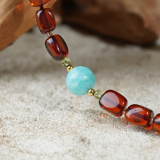 Potala Palace Blood Amber Bracelet Amber Southern Red Pixiu Carved Hetian Jade Transfer Bead Beeswax Bracelet Women's Birthday Gift Blood Amber Amazonite Multi-circle Bracelet