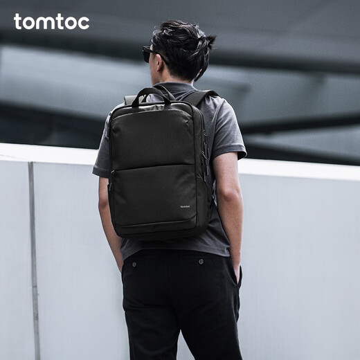 Tomtoc backpack men's backpack commuter computer bag fashionable business travel multifunctional large capacity multifunctional bag T71 obsidian black M size 24L