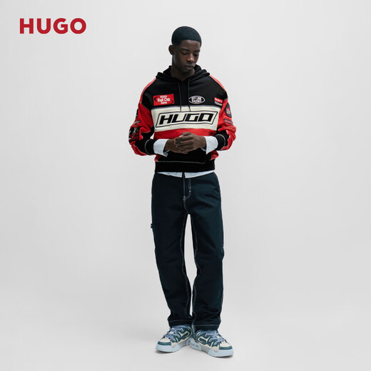 HUGO男士棉质赛车细节连帽卫衣 693-红色 XL