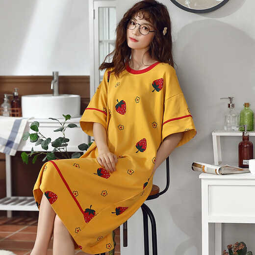 ZHIDOUDOU nightgown for women Xia Anxin cotton loose fat mm200Jin [Jin equals 0.5 kg] Add fat plus size pregnant women fat sister cotton pajamas for women f6624 M (recommended 80-100Jin [Jin equals 0.5 kg]