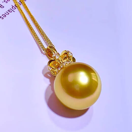 Buhesyt South Sea gold bead pendant Philippine color oyster pearl necklace 13-14mm thick gold 18K gold inlaid 14-14mm
