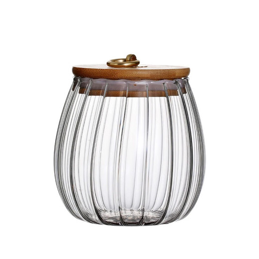 WINTERPALACE glass tea jar household large tea storage jar black tea green tea Pu'er tea storage tea sealed jar moisture-proof 750ml round