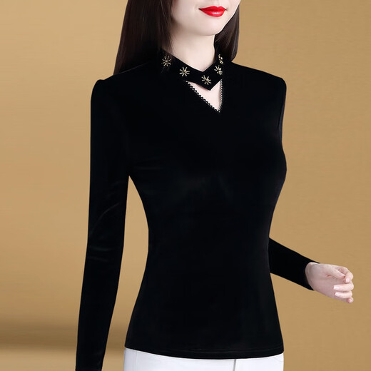 Blue half turtleneck mesh bottoming shirt for women spring and autumn new style 2025 inner wear and outer wear foreign style single wear women's bottoming shirt 853 plus velvet XL recommended 110-120Jin Jin is equal to 0.5 kg