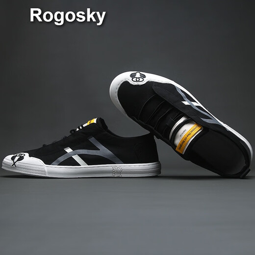 Rogosky Hong Kong Trendy Summer Simple Canvas Shoes Shops Beward Blow Top Breatable One-Foot Flow Shoes Corea Casual Zapatos Negro 40 (Tamaño del zapato de cuero)