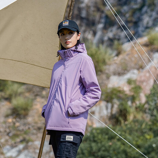 西域骆驼（VANCAMEL）加绒风衣男女休闲短外套加厚工装夹克软壳登山服保暖单层冲锋衣冬 9930S香芋紫-女【纯色】 XL
