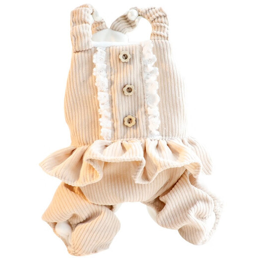 Vêtements de chiots de canard hip-hop, vêtements chauds d'automne et hivernaux, salopettes en dentelle en velours côtelé, vêtements à quatre pattes de chien, manteau en coton, vêtements en peluche, sangle en dentelle pourpre M-Songée 5-7 Jin [Jin est égal à 0,5 kg]