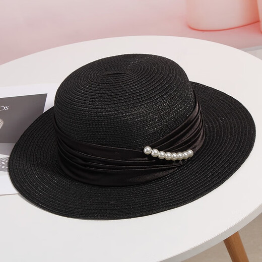 Fangchi Sun Hat Perle Plat Top Paille Girl Girl Elegant Spring and Summer Travel Sun Protection Sun Foot Fashion Summer Polvyle Repre