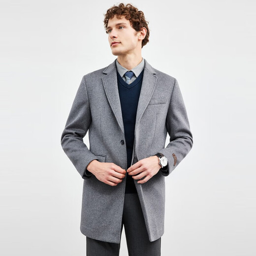 Sept Wolf Woolen Mabinet Men's Mid-Long Veste en laine masculine Haine Fashion d'hiver décontracté Vêtements de vent de vent Vêtements pour hommes 004 (gris de fleur) 2xl 54a