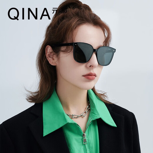 亓那（QINA）眼镜赵露思同款经典黑超墨镜男女开车防晒太阳镜潮 【露思同款】QN5009C10