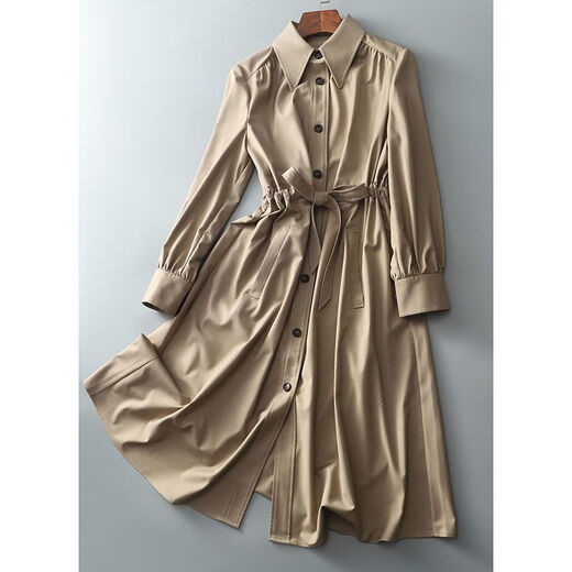Pier Cardin Thin Temperament Windbrecher für Frauen 2025 Frühlings- und Herbst neue koreanische Version kleiner Mantel vielseitiger Hemdjacke mit mittlerer Länge grau braun m