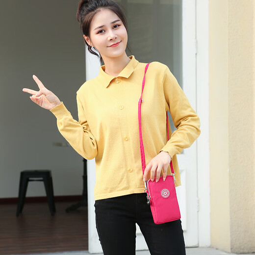 Ye Yu is suitable for 2 zipper mobile phone bag, shoulder bag, crossbody bag, arm bag, women's casual small bag, large capacity, mobile phone, money, keys, sports Blue Rose #2 zipper