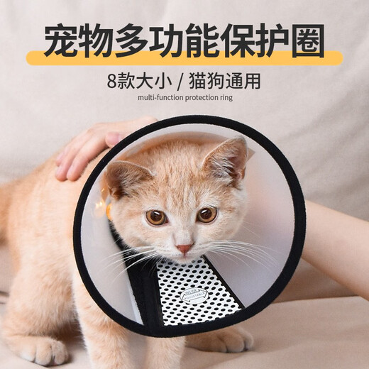 Qi Oh cat collar Elizabeth collar cat collar head cover anti-licking waterproof shame circle sterilized cat supplies No. 5 collar suitable for 6-10 Jin Jin equals 0.5 kg pet Elizabeth collar
