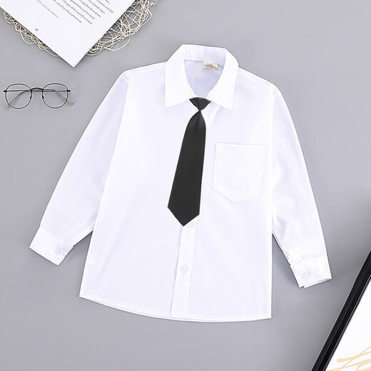 G.duck children's clothing children's white shirt boys long-sleeved pure cotton spring and autumn primary school uniforms medium and large girls' shirts flower girl performance long-sleeved white shirt 110 (recommended height 100cm 4-5 years old) cm
