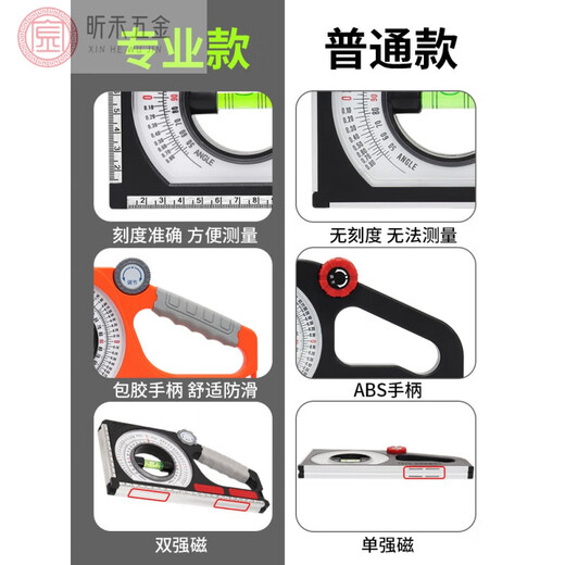 Slope ruler magnetic multifunctional level measuring instrument angle gauge slope meter construction slope measurement angle ruler ordinary model (slope ruler with magnetic)