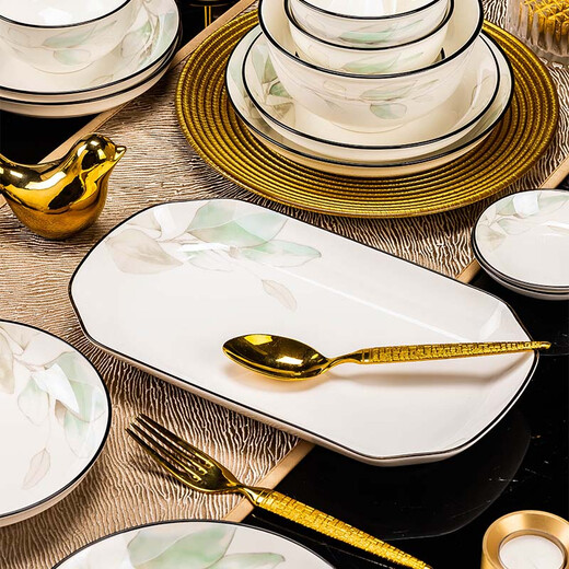 Haoya 78-head dishware set Chinese-style Jingdezhen tableware set gift box ceramic housewarming wedding gift the meaning of spring The meaning of spring 78-head