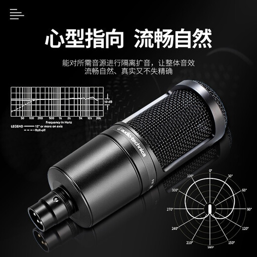 Audio-Technica AT2020 condenser microphone audiobook recording dubbing Himalayan professional equipment live broadcast anchor full set of recording sound card mobile phone computer singing microphone AT2020+Yamaha UR22C sound card set
