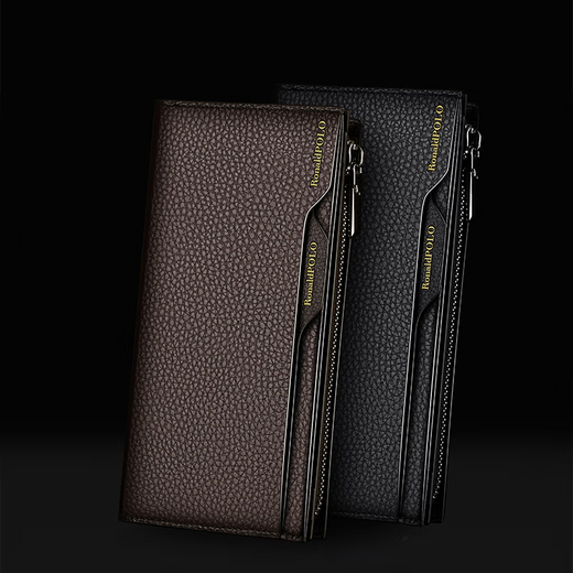 
Plaston Paul Wallet Genuine Leather Men's Long Top Layer Cowhide Large Capacity Multi-Card Bank Card Wallet Multi-Function Driver's License Cover Black Lychee Pattern
