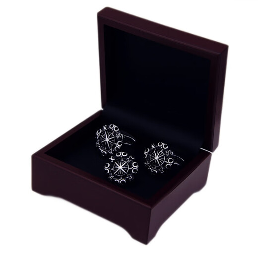 Luoyi Lao Phoenix Gold Store Men's Brooch Suit Brooch Platinum-plated Navigator Polaris Gold Silver Retro Collar Silver Platinum-plated Navigator Compass Brooch + Sleeve