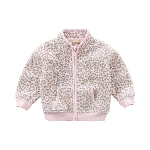 DAVE&BELLA Spring and Autumn Children's Jackets Boys Autumn Clothes Girls Baby Clothes Children's Clothes Boys Baby Polar Fleece Baseball Jersey Clothing Pink Leopard DB396-D 110 cm (recommended height 100-110cm)