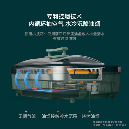 Daewoo (DAEWOO) electric barbecue home electric oven smokeless barbecue multi-functional electric barbecue pan Korean barbecue kebab machine suitable for 3-5 people SK1 green