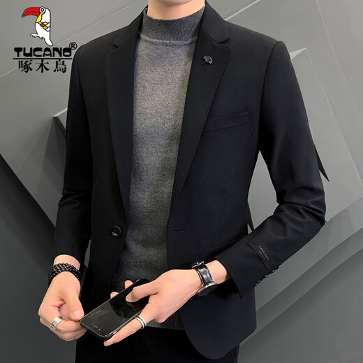 Holzspecker (Tucano) Casual Blazer Herrenanzug koreanischer Stil Schleicher und gutaussehender trendiger formeller Tops einstück