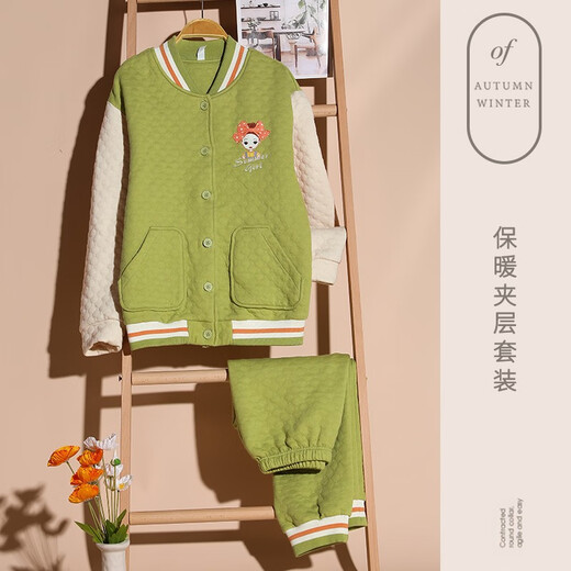 
Comfortable shirt for women, winter pure cotton long sleeves, autumn and winter warmth thin cotton air cotton mezzanine, women's warm home clothing MC15271 XXL (recommended 135-150Jin [Jin equals 0.5 kg])