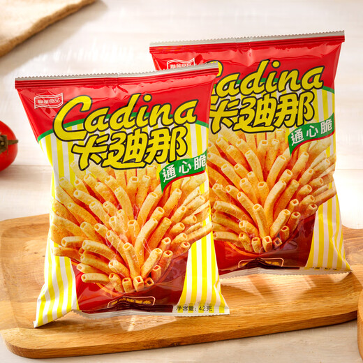 卡迪那（cadina）通心薯条 番茄味42g*2袋 休闲零食 膨化食品