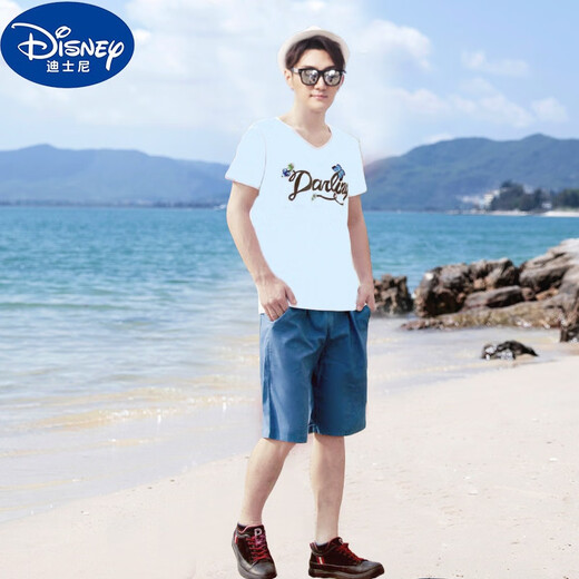 Disney (Disney) family portrait parent-child clothing summer clothing family of three mother and child beach T-shirt mother and daughter skirt pants suit beach style white T-shirt + pants girl 130 (recommended height 115-125 cm)