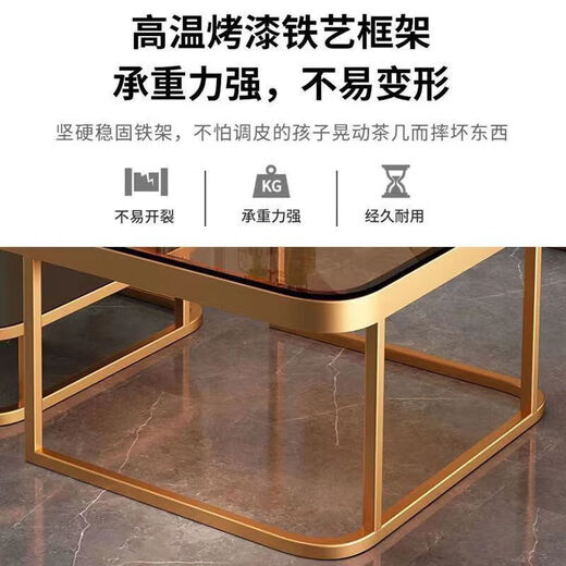 
Spring pastoral Internet celebrity rock slab tea table table living room household Nordic light luxury modern square combination glass small apartment simple tea 70 gray glass + 60 white rock slab (black rack gray pump [delivery to home]