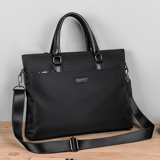 Fadelu Waterproof Waterproof Handbag Men's Briefcase Business Shoulder Messenger Bag Men's 14-inch Casual Computer Cloth Bag Black