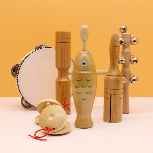 XingBeixiang Kindergarten Orff Percussion Instrument Manuel Ensemble de journaux d'enseignement Aids Board de haut-parleur Sand Hammer Tambourine Triangle Double Iron En haut-parleur Small Musical Musical Instrument Log 13 pièces (sac de rangement)