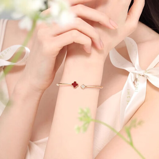 Givenchy Light Luxury Love Bracelet Women's Bracelet Jewelry Anniversary Confession Birthday Gift for Girlfriend and Wife Red Agate Four-Leaf Clover Bracelet