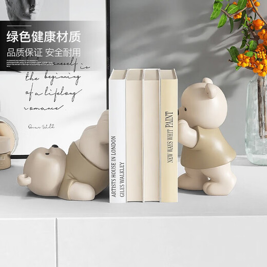 Yingsen (Yingsen) Cute Bear Healing Pequeños adornos de estantería Accesorios para el hogar Room Gabinete de vinos Dormitorio Día de las niñas Regalo de graduación de oso lindo adornos de marcador (sin libros)
