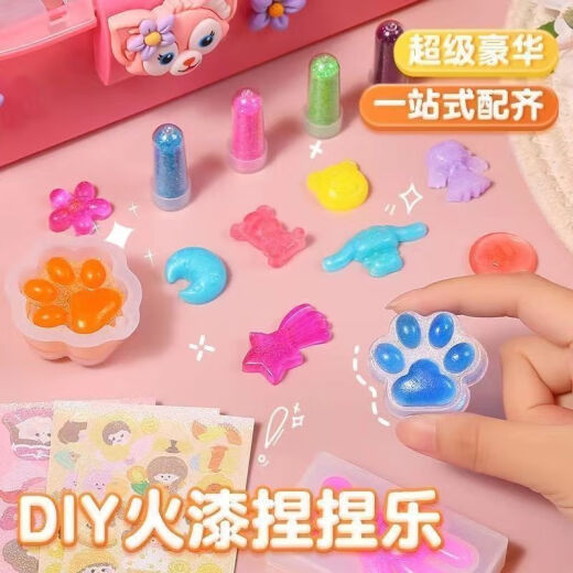 Jelly Wax pellizca lehuo laca sello Paquete de material de bricolaje Fire Lacquer Star Sell Sello Head Pellets Un conjunto completo [Venta caliente] Jelly Wax 655 Piezas - Caja de almacenamiento + Bolsa de regalo Pedido para comida Xiaolu Hanger