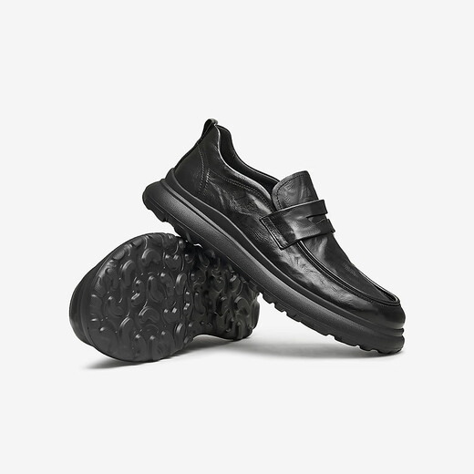 TATA 25 new comfortable and soft business casual leather shoes genuine leather slip-on men's shoes TFE02DM4 black 40