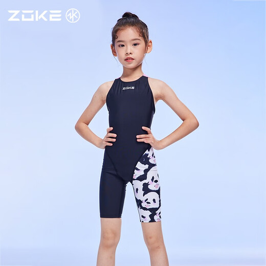 ZOKE children's swimsuit 2025 new one-piece five-point swimsuit for children and girls professional training girls conservative swimwear women's swimsuit swim cap 5882+622603214-2 150 Recommended height 130-140cm weight 46-60Jin Jin equals 0.5 kg