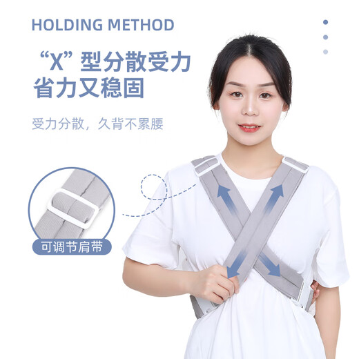 Beiyou's Baby-Holding-Artefakt befreit zwei Hände Neugeborene Babygurt Baby Horizontaler Fronthose-Stil Einfache Four Seasons Multifunktion monet grau gedruckter Kopfschutz