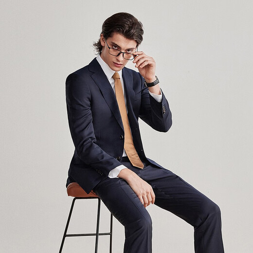 By Creations Perpin Wool Suit Men's Business Professional Formal Fit High-End Groomsmen's Dress Groom's Wedding Suit Navy Suit Size 48 For trousers size please consult customer service for remarks