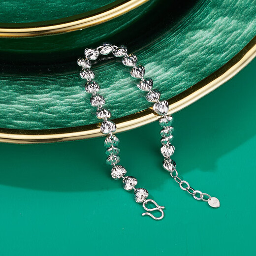 Yuanshengfu's new boutique PT950 fashionable heart-shaped platinum bracelet, platinum hand jewelry for women, adjustable, 7.67 grams, length 16.5-18.5CM adjustable